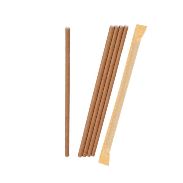 Slamice papirnate d=6 mm l=195 mm kraft posamično 250 kos/pak [5 kos/pak]
