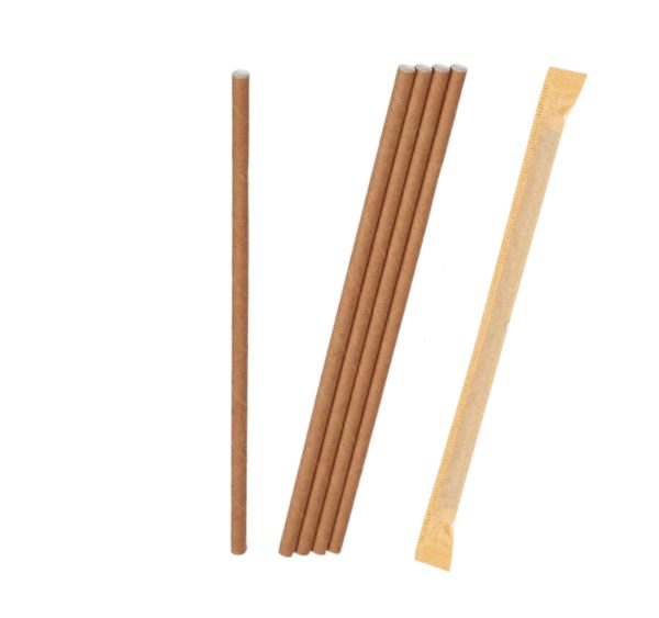 Slamice papirnate d=6 mm l=250 mm kraft posamično 250 kos/pak