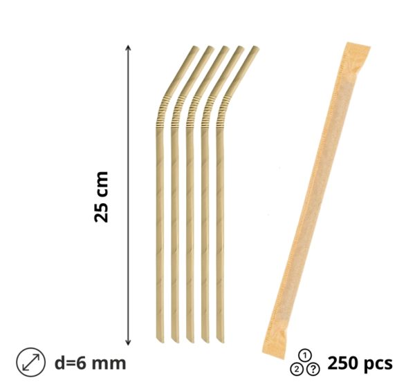 Slamice papirnate PREPOGLJIVE d=6 mm l=240 mm kraft posamično 250 kos/pak [10 kos/pak]