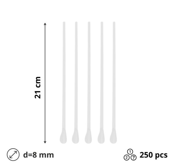 Slamice plastične z žličko l=210 mm d=8 mm prozoren 250 kos/pak [5 kos/pak]