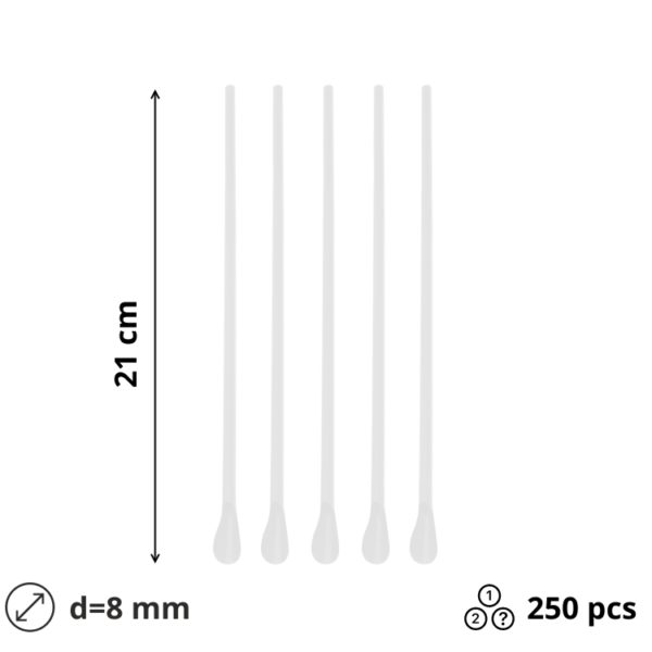 Slamice plastične z žličko l=210 mm d=8 mm prozoren 250 kos/pak [5 kos/pak]