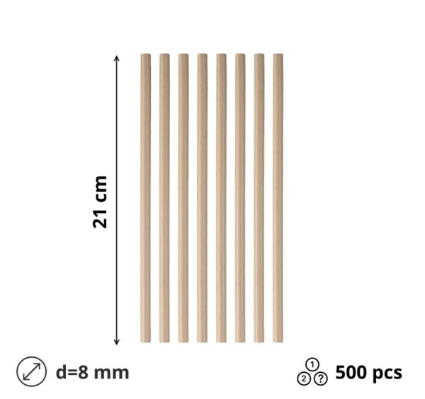 Slamice papirnate d=8mm h=210mm KRAFT 500 kos/pak