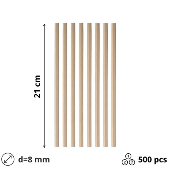 Slamice papirnate d=8mm h=210mm KRAFT 500 kos/pak