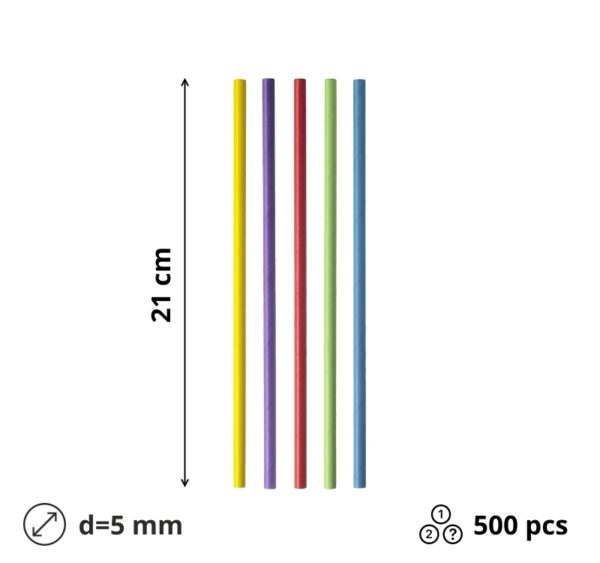 Slamice papirnate d=8mm h=21mm MIX 5 colors ravne 500 kos/pak