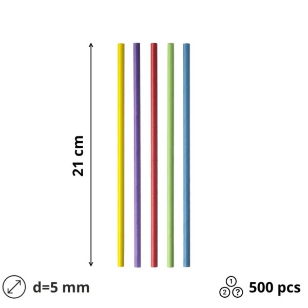 Slamice papirnate d=8mm h=21mm MIX 5 colors ravne 500 kos/pak