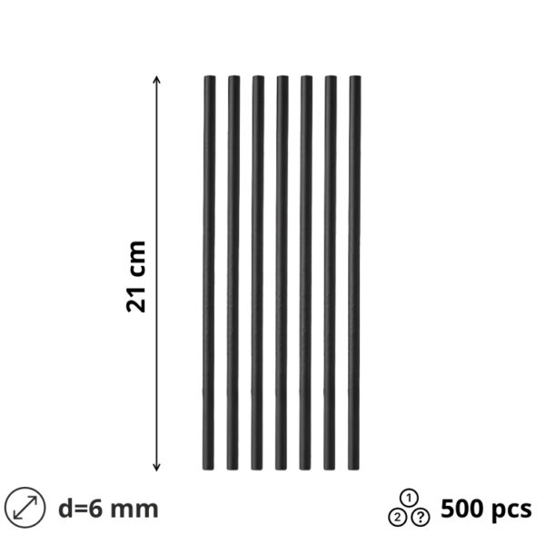 Slamice papirnate d=6 mm l=210 mm črna 500 kos/pak
