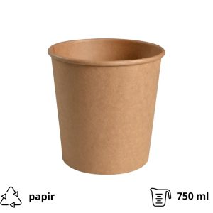 Posoda papirnata 750 ml d=115 mm h=113 mm, kraft, brez pokrova 50 kos