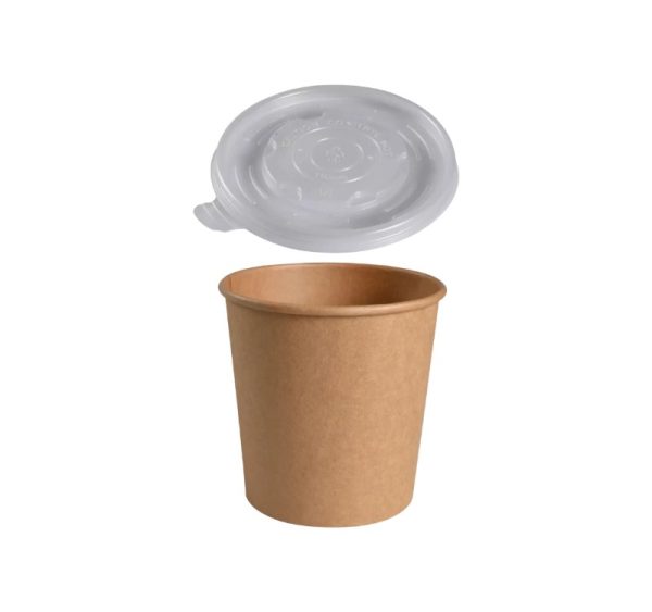 Posoda papirnata 750 ml d=115 mm h=113 mm, kraft, s pokrovom 50 kos (komplet)