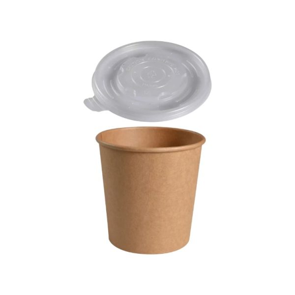 Posoda papirnata 750 ml d=115 mm h=113 mm, kraft, s pokrovom 50 kos (komplet)