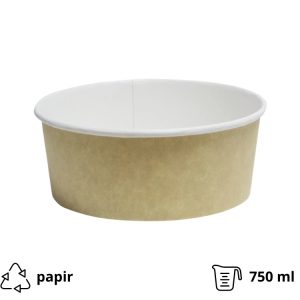 Papirnata posoda 750 ml d=146 mm h=65 mm kraft , brez pokrova [50 kos/pak]