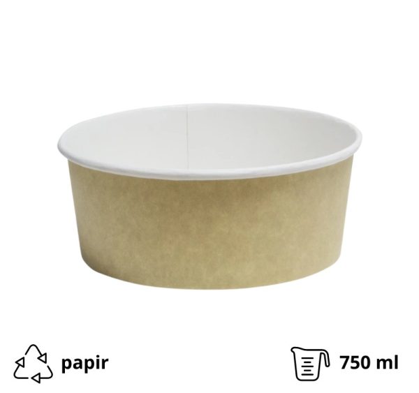 Papirnata posoda 750 ml d=146 mm h=65 mm kraft , brez pokrova [50 kos/pak]