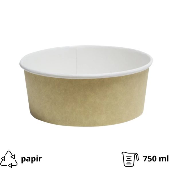 Papirnata posoda 750 ml d=146 mm h=65 mm kraft , brez pokrova [50 kos/pak]