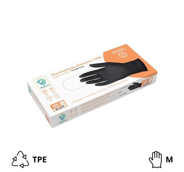 Rokavice TPE brez pudra 100 kos/pak črne M