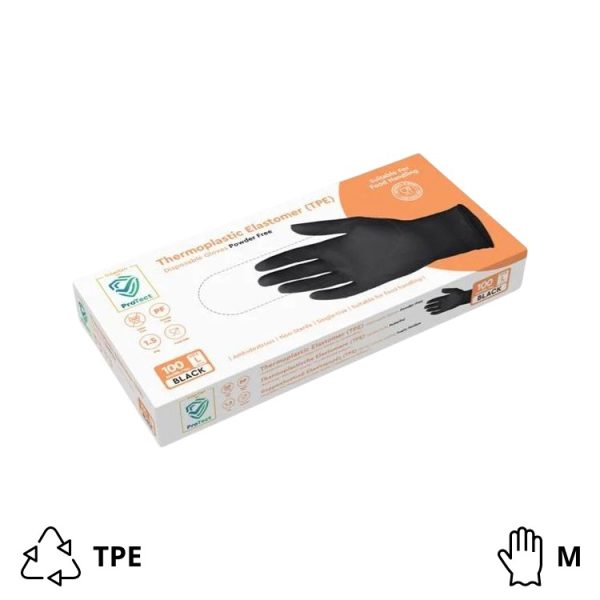 Rokavice TPE brez pudra 100 kos/pak črne M