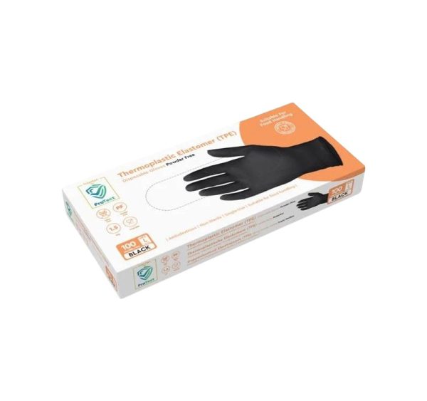 Rokavice TPE brez pudra 100 kos/pak črne M