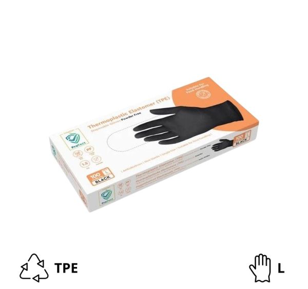 Rokavice TPE brez pudra 100 kos/pak črne L