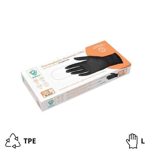 Rokavice TPE brez pudra 100 kos/pak črne L