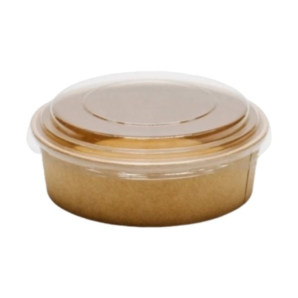 Papirnata posoda s pokrovom 1300 ml d=187 mm h=69 mm kraft, 50 kos (komplet)