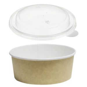 Papirnata posoda s pokrovom Tambien ECO 1090 ml d=166 mm h=65 mm kraft 100 kos (komplet)