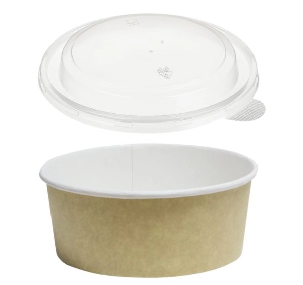 Papirnata posoda s pokrovom Tambien ECO 1090 ml d=166 mm h=65 mm kraft 100 kos (komplet)
