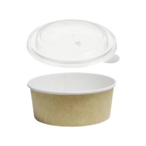 Papirnata posoda s pokrovom Tambien ECO 1090 ml d=166 mm h=65 mm kraft 100 kos (komplet)