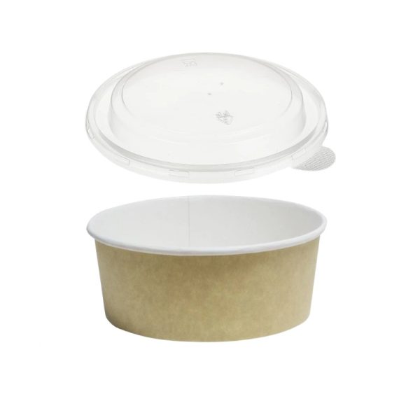 Papirnata posoda s pokrovom Tambien ECO 1090 ml d=166 mm h=65 mm kraft 100 kos (komplet)