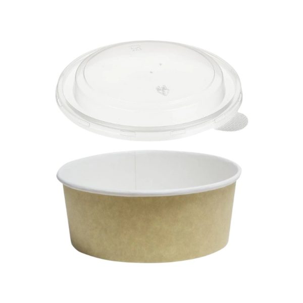 Papirnata posoda s pokrovom Tambien ECO 1090 ml d=166 mm h=65 mm kraft 100 kos (komplet)