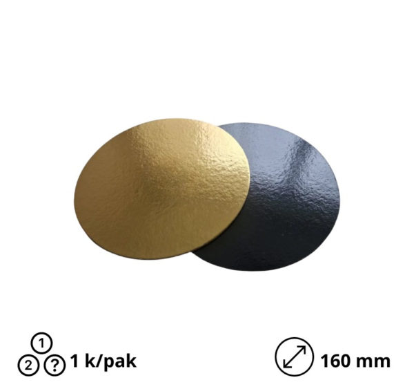 Podstavek okrogli za torto kartonasti d=160 mm zlato/srebro [10 kos/pak]