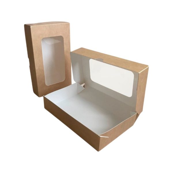 Papirnata posoda z oknom ECO TABOX 1000 ml 200x120x40 mm kraft 25 kos