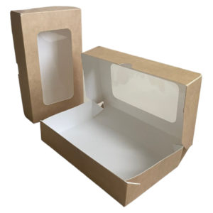 Papirnata posoda z oknom ECO TABOX 1000 ml 200x120x40 mm kraft 25 kos
