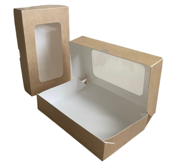 Papirnata posoda z oknom ECO TABOX 1000 ml 200x120x40 mm kraft 25 kos