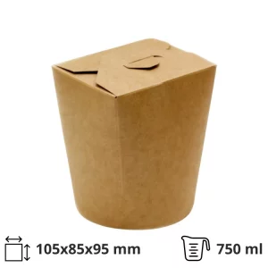 Papirnata posoda WOK 750 ml 95x95x80/95 mm kraft/kraft 50 kos