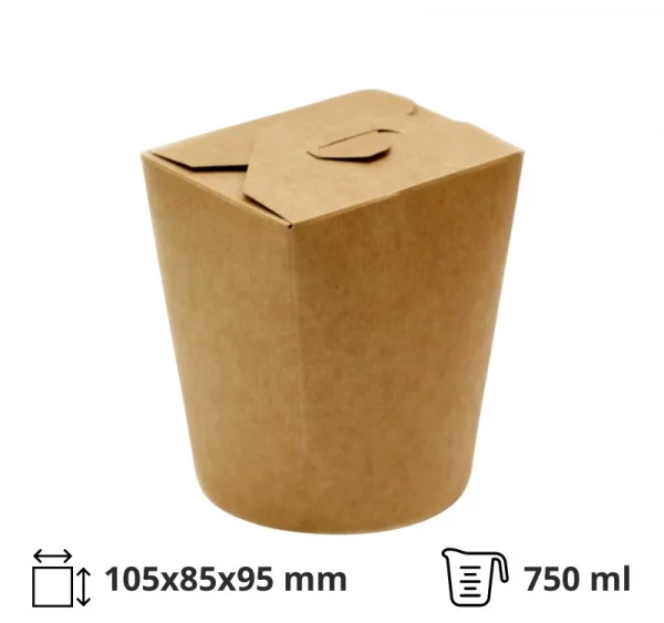 Papirnata posoda WOK 750 ml 95x95x80/95 mm kraft/kraft 50 kos