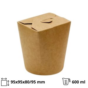 Papirnata posoda WOK 600 ml d=95/100 mm (spodaj/zgoraj), h=95 kraft/kraft 50 kos