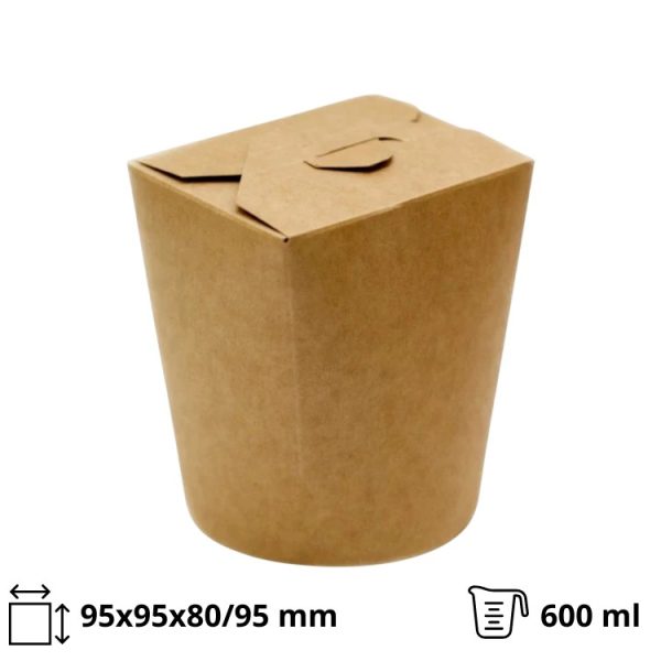 Papirnata posoda WOK 600 ml d=95/100 mm (spodaj/zgoraj), h=95 kraft/kraft 50 kos