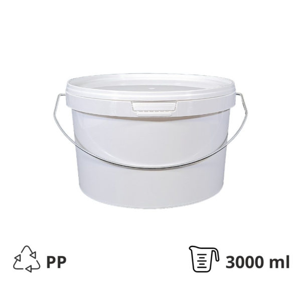 Vedro PP 3000 ml s ročajem in varovalom [25 kos/pak]