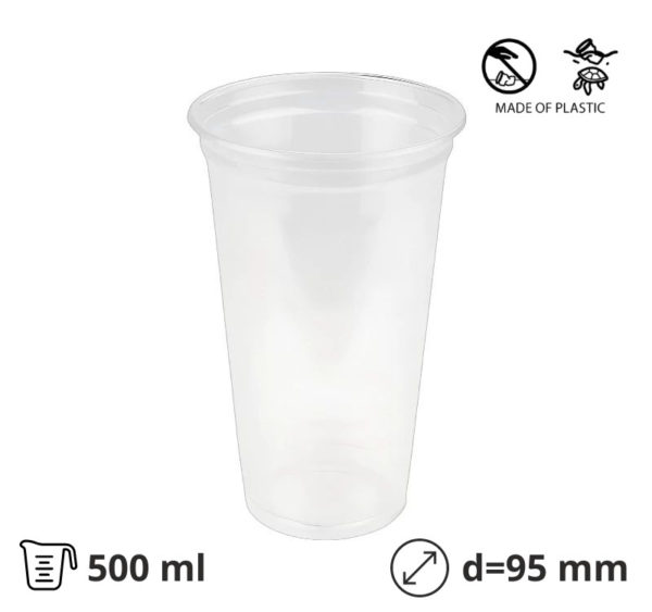 Kozarec PET 500 ml d=95 mm prozoren čvrsti 50 kos