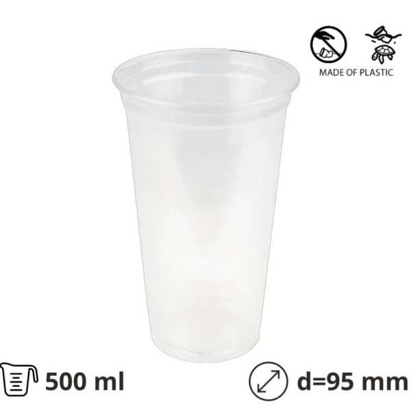 Kozarec PET 500 ml d=95 mm prozoren čvrsti 50 kos