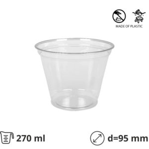 Kozarec PET 270 (300) ml d=95 mm prozoren 50 kos