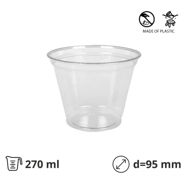 Kozarec PET 270 (300) ml d=95 mm prozoren 50 kos