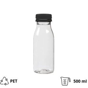 Plastenka PET 0,5 l d=38 mm z črnim pokrovom [140 kos/pak]