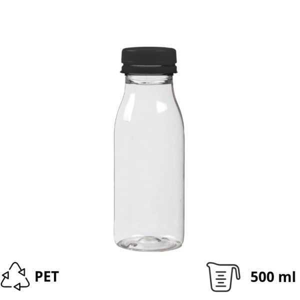 Plastenka PET 0,5 l d=38 mm z črnim pokrovom [140 kos/pak]
