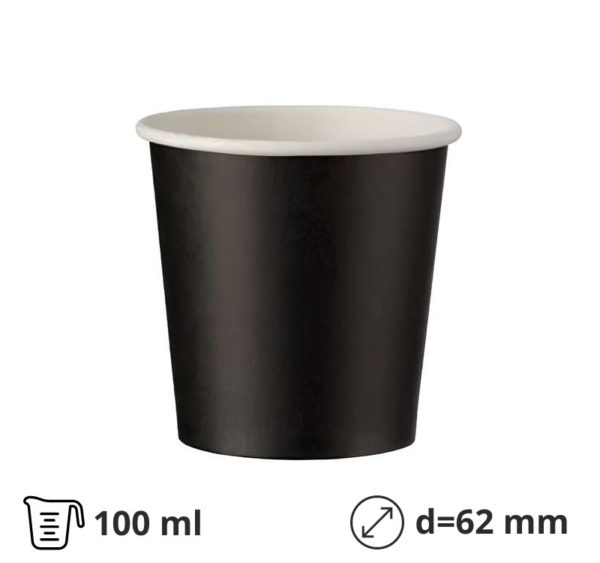 Papirnati kozarci 100 (120) ml d=62 mm 1-slojni crna SUP 50 kos