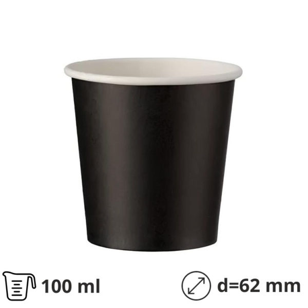 Papirnati kozarci 100 (120) ml d=62 mm 1-slojni crna SUP 50 kos