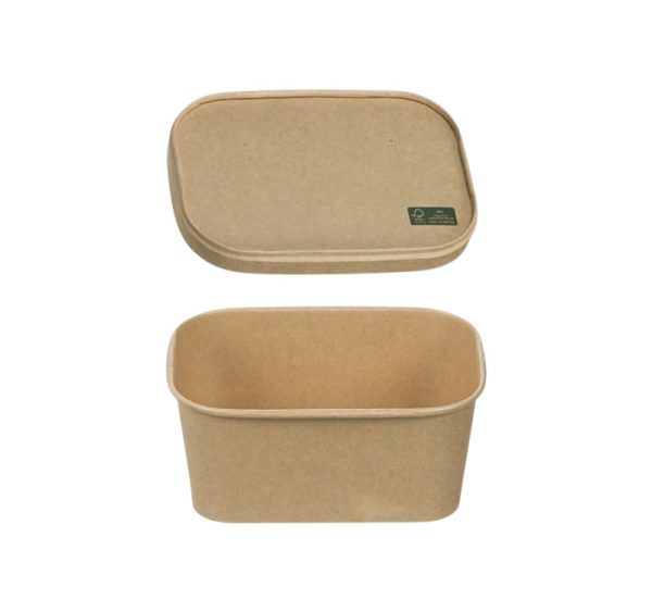 Papirnata posoda s pokrovom 750 ml 170х120х60mm, kraft, 50 kos (komplet)