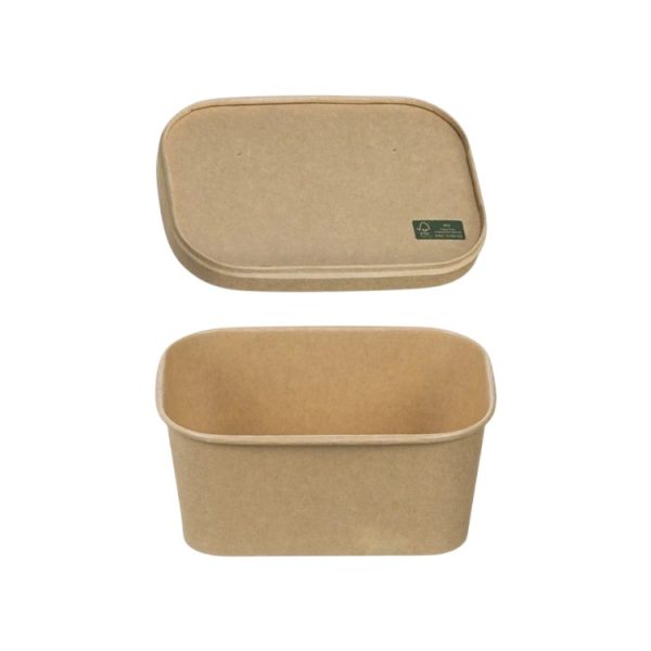 Papirnata posoda s pokrovom 750 ml 170х120х60mm, kraft, 50 kos (komplet)