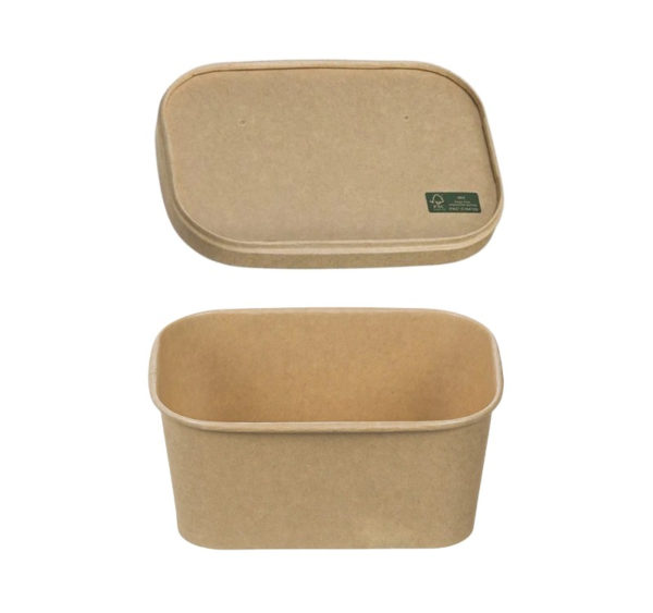 Papirnata posoda s pokrovom 750 ml 170х120х60mm, kraft, 50 kos (komplet)