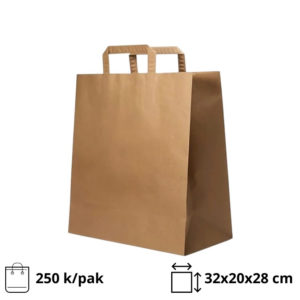 Papirnata nosilna vrečka z ravnim ročajem 320х200х280 mm kraft 250 kos/pak