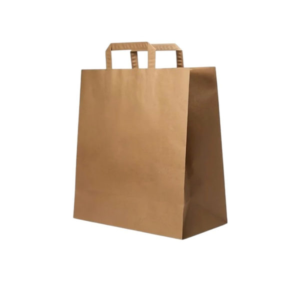 Papirnata nosilna vrečka z ravnim ročajem 320х200х280 mm kraft 250 kos/pak