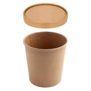 Papirnata posoda s pokrovom 900 ml d=115 mm h=135 mm, kraft, 50 kos (komplet)